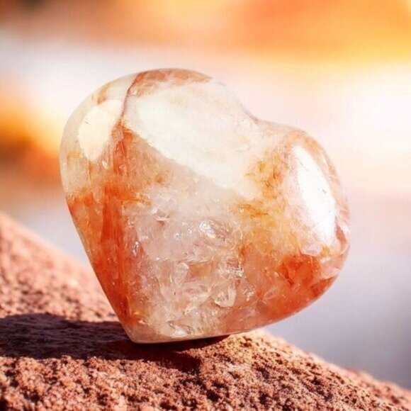 Fire Hematoid Quartz ✦ Rainbow Crystal Heart ✦ Grounding Focus Ritual NWT - Picture 8 of 13